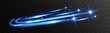© NAUM - Abstract blue glowing light streaks with sparkles on dark transparent background.