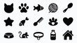 © Batter stock - Black and white pet care including cat dog fish mouse house milk bottle