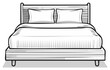© ITyr - Simple illustration of a bed with white linens and two pillows against a striped headboard