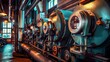 © Global Stock - A photo of a row of coffee roasting machines.