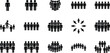 © V Stock - Large collection of black human pictograms and crowd silhouettes in various group formations and arrangements for social concepts.