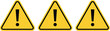 © S O H A G - Three yellow triangle warning signs with black exclamation marks isolated on white background for safety alert and caution notifications.