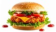 © Har - Indulge in the golden perfection of a crispy fried chicken burger, generously layered with fresh toppings and a savory sauce, perfect for a hearty and satisfying meal experience