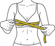 © SAIF820 - Woman measuring bust with tape measure for bra size accurate fit fashion vector