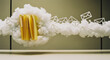 © CreativeIMGIdeas - Cloud computing concept with yellow folders floating in a cotton cloud and 3D email icons moving across the digital infrastructure, symbolizing secure data storage and communication flow