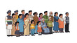 © NanzZ - Illustration of diverse people of various ages celebrating Republic Day in India with patriotism and national flags.