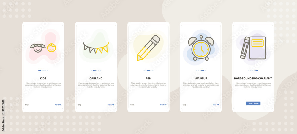 onboarding screen template for education mobile app ui with kids ...
