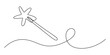 © Badhon_Art Gallery - Continuous line art drawing of a magic wand with a star shape and magical trace