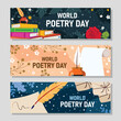© Creative Pixy - Celebrating world poetry day with books feathers and floral elements