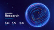 © ec0de - Tech Neon Lines Energy Orb. 3D Sphere Science Globe With Abstract Glowing Lines Representing Microbiology, Cell Research, or Nanotechnology On Dark Blue Background. Vector Illustration.
