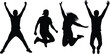 © Hosna - Silhouettes of young people jumping in the air with raised arms, celebration, freedom, happiness, energy and youth lifestyle concept