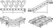 © Creative Vector - Industrial conveyor belt system technical drawing illustration showing manufacturing logistics packaging material handling automation warehouse production lines