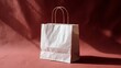 © Juan - Minimal white paper shopping bag on red background for retail packaging ecommerce branding photography product concept