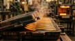 © kudzik - Edible Spoons: Freshly Baked Edible Spoons in Hot Iron Mold, Sustainable Cutlery Manufacturing Process, Steam Rising, Industrial Food Production