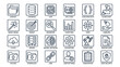 © Klr - Artificial intelligence data labeling vector icons. Machine learning dataset, neural network, database, cloud. Algorithm, processor, gpu. Smart technology and annotation tools set.