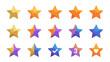 © Kle - Star rating vector icon set. Modern gradient style customer review symbols. Five star feedback. Quality assessment. Satisfaction ranking. App UI design elements. Colorful collection