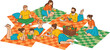 © EdGe Creative - Family And Friends Picnic Illustration With People Relaxing Eating And Spending Time Outdoors Together