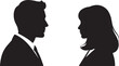 © CreatAr8 - Businessman and businesswoman with suit, office working male and female avatar. Young girl and boy side view profile silhouette