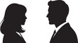 © CreatAr8 - Businessman and businesswoman with suit, office working male and female avatar. Young girl and boy side view profile silhouette