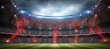 © efks - Football stadium at night with cheerful atmosphere. An imaginary soccer stadium is modelled and rendered.