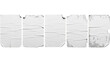 © RONY - Textured collection of five blank white posters with crumpled and ripped edges isolated on transparent background