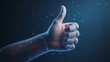 © Tanver - Person Giving Thumbs Up Approval within a Glowing Digital Data Network Mesh