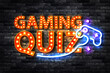 © comicsans - Vector neon sign of Gaming Quiz isolated on wall background.