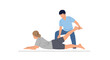 © Hacky - Professional physical therapist assists patient with therapeutic leg lift exercise