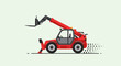 © ANNISA - Dynamic Red Telehandler Moving On Site Digital Illustration Work Vehicle