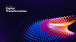 © Oleg - Abstract Digital Technology Background With Flowing Dots, Data Waves, And Bright Gradient Lights Representing Innovation. Digital Systems. Vector Illustration.