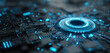 © AndyAziz - Futuristic blue digital technology background with glowing concentric circles and intricate circuit patterns