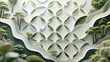 © MiMoShi - A sophisticated geometric wall design featuring circular cutouts filled with vibrant green foliage representing the perfect blend of modern luxury architecture and sustainable living.