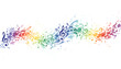 © Chomillera - A dynamic watercolor wave of vibrant musical notes and abstract artistic splashes, flowing in a brilliant spectrum of rainbow colors, evoking joy, harmony, and creative expression