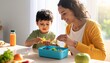 © FM - Nourishing Moments: A heartwarming scene captures a mother and child sharing a nutritious meal, embodying the essence of healthy eating and familial bonding.