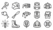 © masyaa - Set of black and white firefighter equipment icons isolated vector