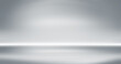 © ooddysmile - long soft gray studio room background, wide grey floor backdrop with spotlight.