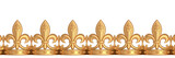 Golden fleur de lis decorative border luxury ornate isolated on a transparent background