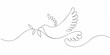 © Dipu - A delicate one line drawing of a bird in flight with a leafy branch