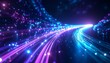 © Asia World Trust - Vibrant purple and blue light trails curve dynamically through space