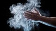 © Bounpaseuth - Chalk Clap: Freeze-frame of hands clapping with gym chalk, white dust cloud exploding against a black background, rim lighting.