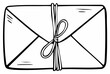 © blesk - Illustration of a tied envelope with line art isolated vector for invitations or greetings