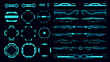© Sujit - Futuristic interface elements and neon blue abstract shapes on a dark background