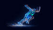 © Lustre Art Group  - Sprinter athlete accelerating with digital energy trail on dark background. Concept of speed training, performance analytics, sports technology, wearable innovation and futuristic advertising visuals.