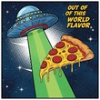 © amrets - A slice of pepperoni pizza being beamed up by a flying saucer in outer space.