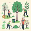 © style vector - Green jobs set with nature friendly and sustainable work tiny person collection. Elements with ecological professional tasks and occupation with organic or environmental tasks vector illustration