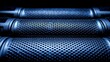 © li - rack. Close-up of glowing blue server rack lights creating an abstract technological pattern on a dark background. product launch decks.