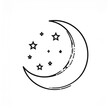 © Fionalika - Crescent Moon with Stars Silhouette Minimalist Night Sky Vector Illustration