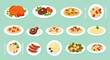 © Abhinaya Project - Assorted Delicious Food Dishes on Plates.