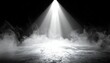 © Naurah - Bright spotlight illuminates smoky concrete floor in dark, atmospheric scene