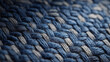 © Ramses - Extreme Macro Close-Up of Blue Denim Fabric Texture with Visible Weave and Fibers, Textile Background with Shallow Depth of Field